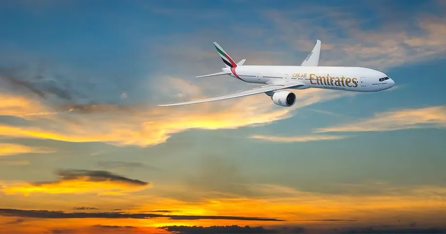 Emirates Boeing 777 in flight